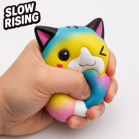 Squishy Cœur de Chat Mignon - Jouet Anti-Stress à Rebond Lent, Figurine Animale Adorable pour Décoration d'Étagère, Décoration de Chat Mignon et Compagnon Anti-Stress Adorable