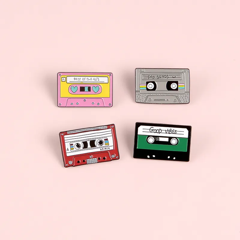 90's Music Tape Enamel Pin Vintage Nostalgic Best Song Brooches for Bag Clothes Lapel Pin Old-school Badge Jewelry Gift Friends