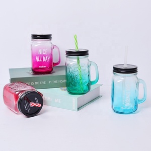 Rộng Miệng Vuông 16Oz 450Ml Ice Lạnh Uống Nước Trái Cây Smoothies <span class=keywords><strong>Mason</strong></span> Lọ Uống Thủy Tinh Có Nắp Đậy Và Rơm Và Xử Lý - Product Image 4