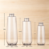 Bouteille de lotion en plastique PET transparente avec pompe, conteneur cosmétique vide pour shampoing et gel douche, logo personnalisé, 100 ml, 200 ml, 300 ml
