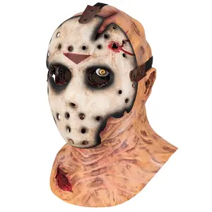 Sıcak satış cadılar bayramı Jason maskesi film Cosplay sahne 3D gerçekçi yumuşak lateks hayalet yüz maskesi