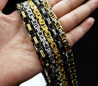 Collier chaîne maille forçat unisexe en acier inoxydable 316L plaqué or 18 carats avec zircon, style vintage et épais, personnalisé, idéal pour cadeau, vente en gros - Bijoux Real U