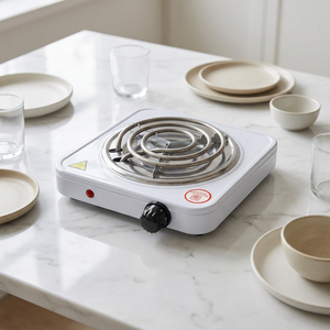 Piastra calda elettrica <span class=keywords><strong>per</strong></span> la casa 1000W in metallo 1 bruciatore con manopola di controllo della temperatura della bobina di <span class=keywords><strong>riscaldamento</strong></span> della stufa elettrica - Product Image 4