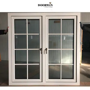 Doorwin, certificado NFRC hecho a medida, Detex, gran oferta, ventanas abatibles francesas de madera con diseños de parrilla decorativos