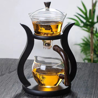 Théière créative en verre borosilicate de haute qualité avec couvercle rotatif magnétique, soufflée à la main, 300 ml, pour café et thé