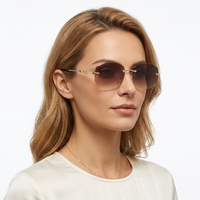 Lunettes de soleil géométriques de luxe sans monture, protection UV, modèle 111, pour femmes et hommes, idéales pour les voyages et les activités de plein air, certifiées CE - Grande Vente