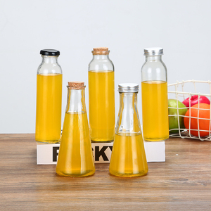 Bouteilles en verre transparent écologiques en gros avec bouchon à vis et impression sérigraphique, forme ronde, pour jus, eau, thé au lait - Product Image 3