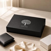 Boîte cadeau minimaliste noire en forme d'arbre, impression personnalisée, style livre, fermeture magnétique rigide, vente en gros directe d'usine, emballage plat