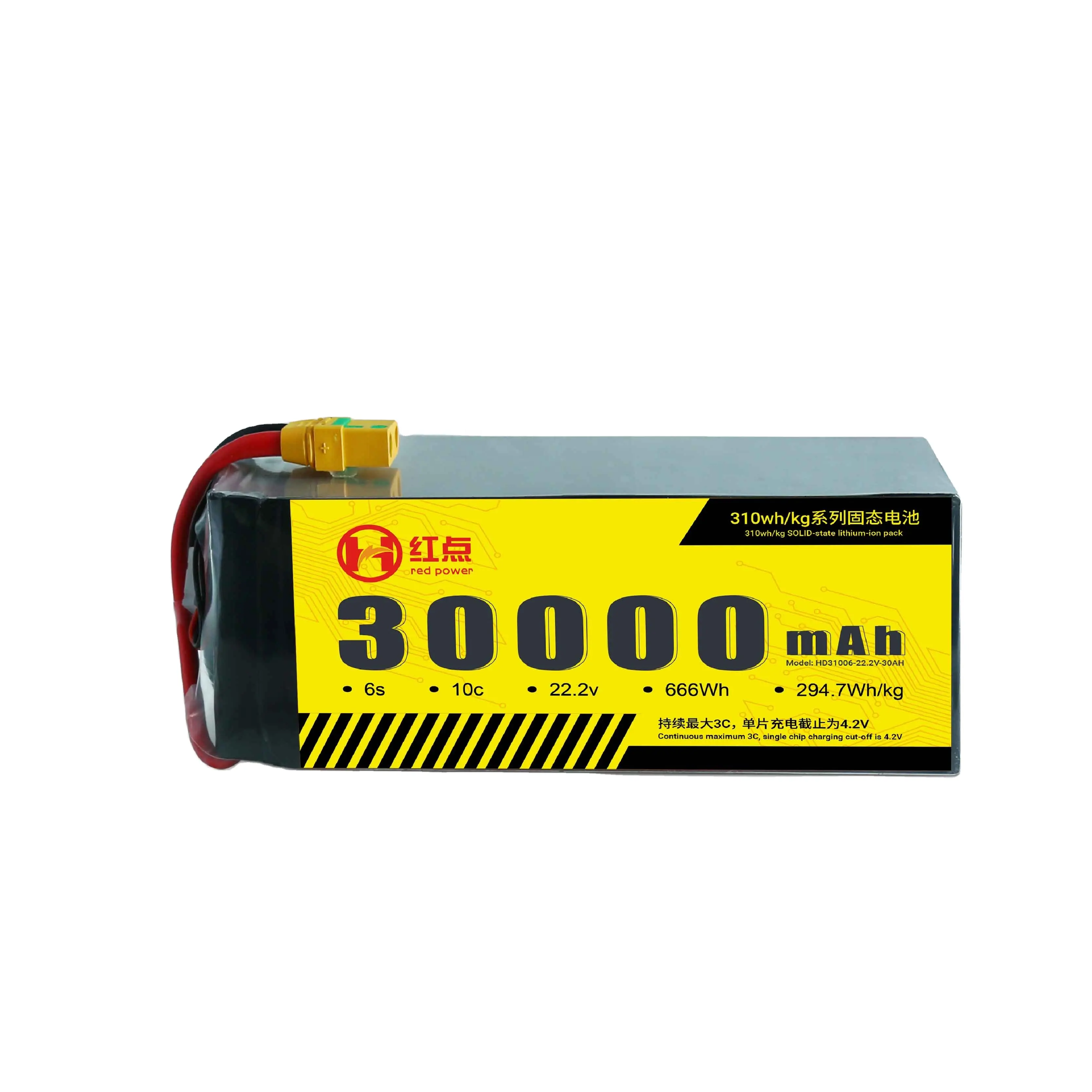 22,2 V 30000 mAh 310 Wh/kg 30 Ah 6 S Festkörper-Batterie Lithium-Ionen-Hersteller HD UAV POWER Drohne UAV Festwind-Vtol-Mehrrotor