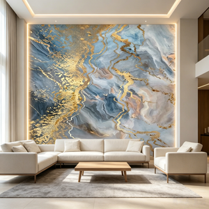 Tapiz de Pared con Diseño de Roca en Acuarela en Capas, Color Verde Azulado, Mural sin Costuras para Sala de Estar, Galería, Apartamento, Decoración de Toda la Casa - Product Image 6