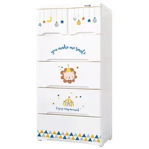 Kids Cartoon Cabinet Drawer For Toys Clothes Plastic Cute Kids Storage Organizer For Playroom Kids Room