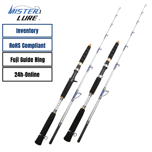 Weihai Fishing Tackle Wholesale Ultra-Hard 120# Nearshore Solid Two Section 1230mm Collapsed Length Boat Fishing Rod Fishing