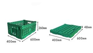 Toptan Yeşil Fileli Saklama Katlanır Kutu Tarım Plastik Havalandırmalı Katlanabilir Sebze ve Meyve Kasası - Product Image 6