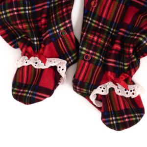 Venta al por mayor de pijamas de Navidad para niños de viscosa de bambú de manga larga para bebés pijamas rojos a cuadros - Product Image 6