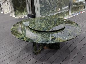 Mesa de comedor de cuarcita verde <span class=keywords><strong>Vitoria</strong></span> Regia de Brasil moderna, soporte de Metal, mesa de centro de mármol verde redonda para decoración del hogar - Product Image 3