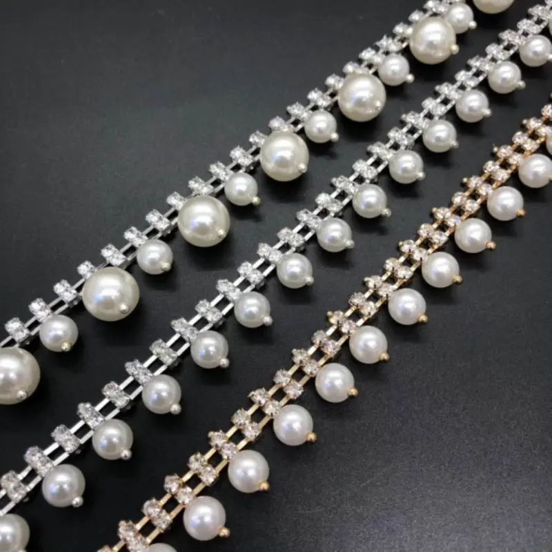 Perceuse à eau perle fantaisie griffe chaîne de soudage code chaîne vêtements diamant chaîne vente en gros