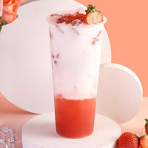 Gobelets à café, lait, thé à bulles en plastique à paroi simple avec logo personnalisé, 500 ml/700 ml, PP rigide, diamètre 90 mm, avec couvercles - Product Image 1