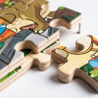 Ensemble de cartes de puzzle en bois pour enfants, thèmes variés (animaux, véhicules, princesses), avec plateau, découpe laser, en tilleul finition satinée, boîte cadeau OEM