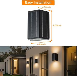 Lampe murale solaire LED extérieure étanche avec batterie LiFePO4, éclairage mural solaire intelligent à économie d'énergie pour jardin et patio - Product Image 4