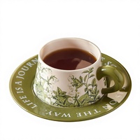 Nouveaux produits 2025 – Ensemble de tasses à café en céramique avec motif floral par sublimation, coffret cadeau pour le thé de l'après-midi, cadeau d'anniversaire