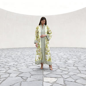 Abaya élégante en polyester avec strass thermocollants de luxe pour femmes musulmanes, robe de soirée sur mesure, vente en gros - Product Image 2