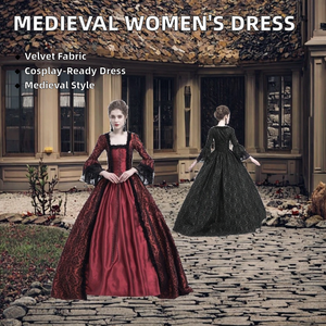 Nuevo <span class=keywords><strong>Vestido</strong></span> Largo Negro Gótico para <span class=keywords><strong>Mujer</strong></span>, Disfraz de Cosplay <span class=keywords><strong>Medieval</strong></span> Renacentista, <span class=keywords><strong>Vestido</strong></span> Retro Steampunk de Fantasía Hecho de Spandex para Halloween - Product Image 2