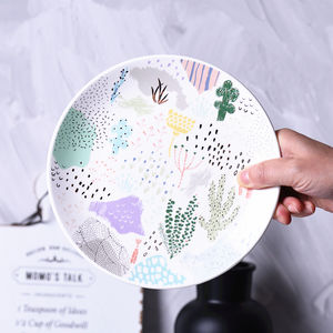 セラミックプレート8 "9" 10 "食器セットホテルレストランウェディングホワイトグレーズ磁器皿カスタムロゴ - Product Image 2