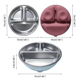 Eco Friendly Stainless Steel 304 Toddler Dinner Plate with Removable Silicone Suction Base BPA Free - Product Image 5