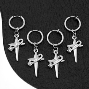 New Cross Star Winding <strong>Stainless</strong> <strong>Steel</strong> Vintage Earrings Ear Clip High Quality Male Female Design Gift Trendy - Product Image 3