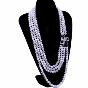 Diseñador <span class=keywords><strong>de</strong></span> <span class=keywords><strong>alta</strong></span> calidad declaración hermandad joyería capas <span class=keywords><strong>de</strong></span> perlas blancas hebras griego Delta Psi Rho Sisterhood collar - Product Image 6