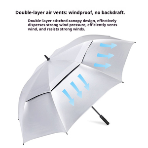 Parapluie droit personnalisé à ouverture automatique, extra large, protection UV50+, fibre de verre, résistant au vent, double couche, aéré, imperméable - Product Image 2