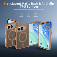 Coque hybride translucide mate marron PC TPU pour iPhone Duo, toucher doux, antichoc, magnétique, vente en gros