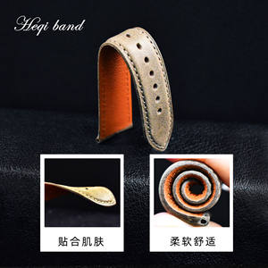 Bracelet <span class=keywords><strong>de</strong></span> montre universel en cuir pleine fleur <span class=keywords><strong>de</strong></span> vachette italien haut <span class=keywords><strong>de</strong></span> gamme, effet vieilli, avec fermoir papillon en acier inoxydable, style rétro transfrontalier - Product Image 3