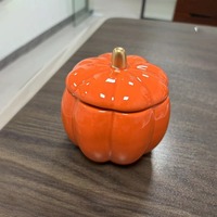 Bougies en cire de soja en céramique en forme de citrouille avec parfum de lavande pour la décoration d'Halloween et les fêtes