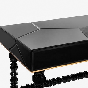 Hiện đại đơn giản Thiết kế thép không gỉ kim loại trang trí bàn ánh sáng sang trọng qlossy sơn đen Bàn máy tính - Product Image 5