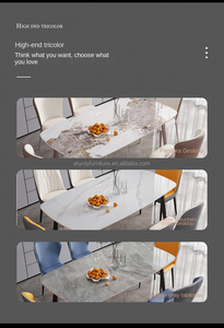 Mesa de comedor Rectangular Simple de lujo moderna, diseño de losa de piedra ligera para restaurante de gama alta para muebles para el hogar en la sala de estar - Product Image 5