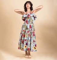 Robe longue à épaules dénudées style quotidien à prix compétitif, robe en coton à épaules dénudées très vendue