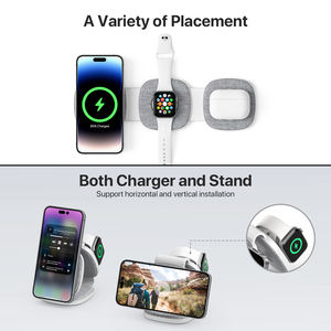 Cargador inalámbrico para <span class=keywords><strong>IPhone</strong></span>, reloj, <span class=keywords><strong>Airpods</strong></span>, estación de carga rápida portátil para viajes, compatible <span class=keywords><strong>con</strong></span> la serie <span class=keywords><strong>IPhone</strong></span> - Product Image 6