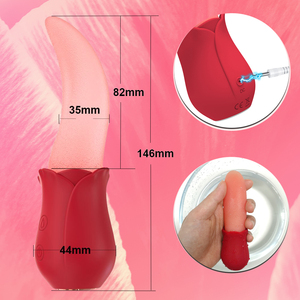 Phụ Nữ âm đạo thrusting dildo thủ dâm đồ chơi Silicone thực tế hình dạng lưỡi liếm Rose Vibrator - Product Image 4