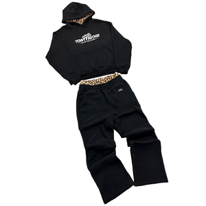 Ensemble deux pièces streetwear pour homme, pantalon évasé et sweat-shirt en coton 100% respirant, tricoté, 400g - Product Image 1