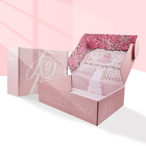 Wholesale <strong>Custom</strong> Pink Color Corrugated Shipping <strong>Box</strong> With <strong>Flower</strong> Printing - Product Image 2