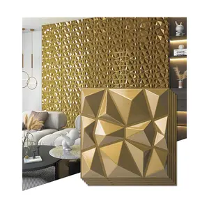 Art JTL 3D PVC Diamond diseño paneles para decoración de interiores sala de estar TV pared Fondo 11,8 "x 11,8" color dorado 33 paquetes