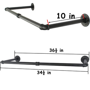 Tuyau en métal noir industriel moderne tringle à vêtements détachable étendoir mural avec crochet en tissu cintre <span class=keywords><strong>pour</strong></span> vêtements - Product Image 4