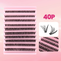B&O DIY Cluster Lash Kit Lem Bulu Mata Alami Lembut Mega Volume 10D-20D 12 Baris PBT Buatan Tangan Kluster Bulu Mata Serat Ultra Tipis Panjang Campuran