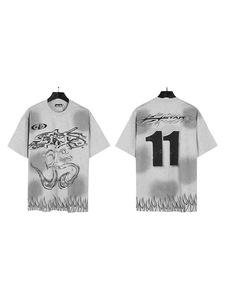 เสื้อยืดแขนสั้นลำลองสไตล์อเมริกันแบรนด์ Hell Star Cross-Border ผ้าฝ้าย 100% ลายตัวอักษรแบบวอช น้ำหนัก 280 กรัม ผ้าถัก - Product Image 4