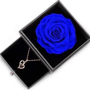 Scatola di Gioielli Personalizzata con Rosa Immortale di Lusso, Rosa Rossa Vera Preservata con Collana 'Ti Amo' in Acrilico, Regalo per San Valentino - Product Image 3