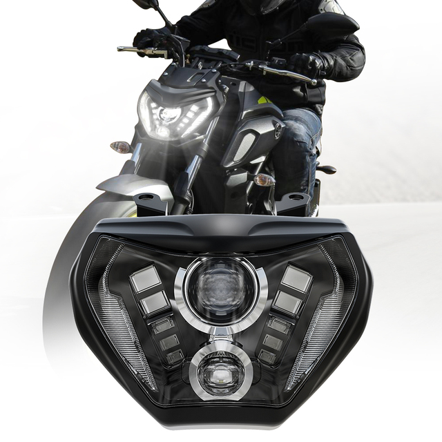 For Yamaha MT07 MT09 FZ09 Motorcycle Accessories 92W DRL High/Low Beam LED Projector Replacement Headlight