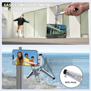 Support de téléphone magnétique en alliage d'aluminium, pliable, portable, avec mousqueton, support multi-angles pour bureau, selfie, vlogging, voyage - Product Image 4