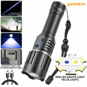 Linterna LED Yunmai de Doble Fuente de Luz, 30W, Luz Blanca, Amarilla y Azul, Recargable, Entrada y Salida Tipo C, Largo Alcance, Alta Intensidad - Product Image 3