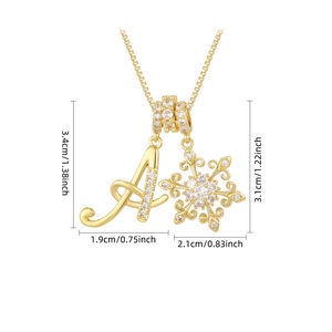 Collar con Colgante Doble de Letra Inicial Personalizada y Copo de Nieve, Chapado en Oro de 18K, Cadena de Caja, Joyería para Mujer, Regalo para San Valentín - Product Image 4